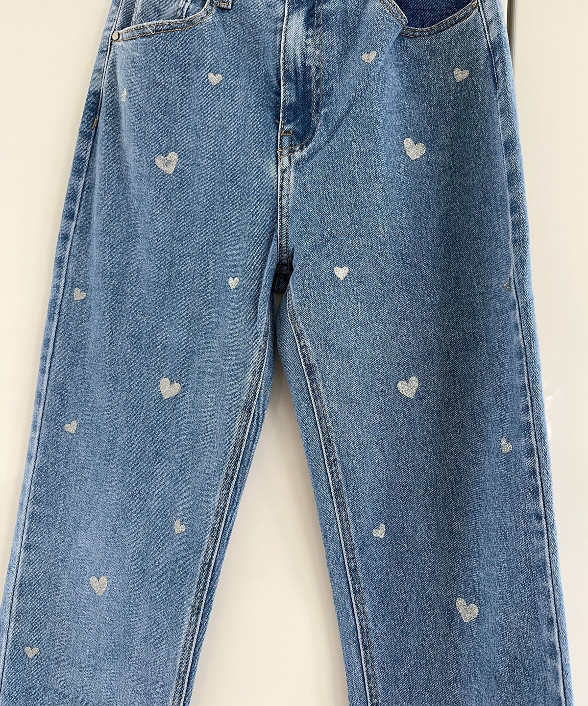 Dames stretch jeans met wijde pijpen en hartjesprint — afbeelding 31