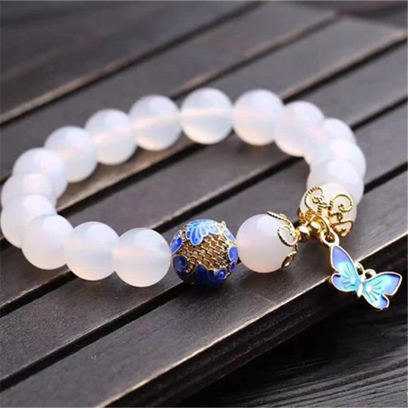 Vlinder witte agaat armband