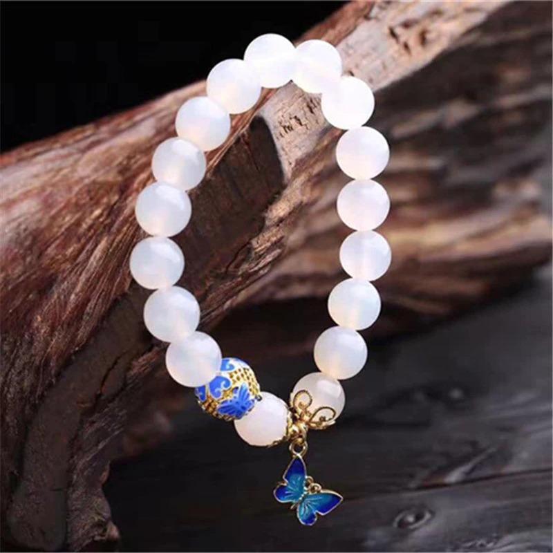 Vlinder witte agaat armband