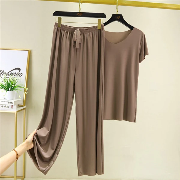 Ice silk loungewear set – materiaal: Polyester, Spandex — afbeelding 7