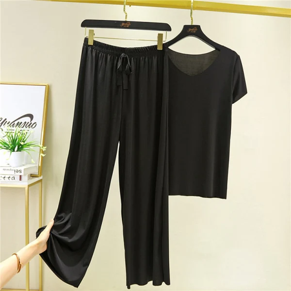 Ice silk loungewear set – materiaal: Polyester, Spandex — afbeelding 5