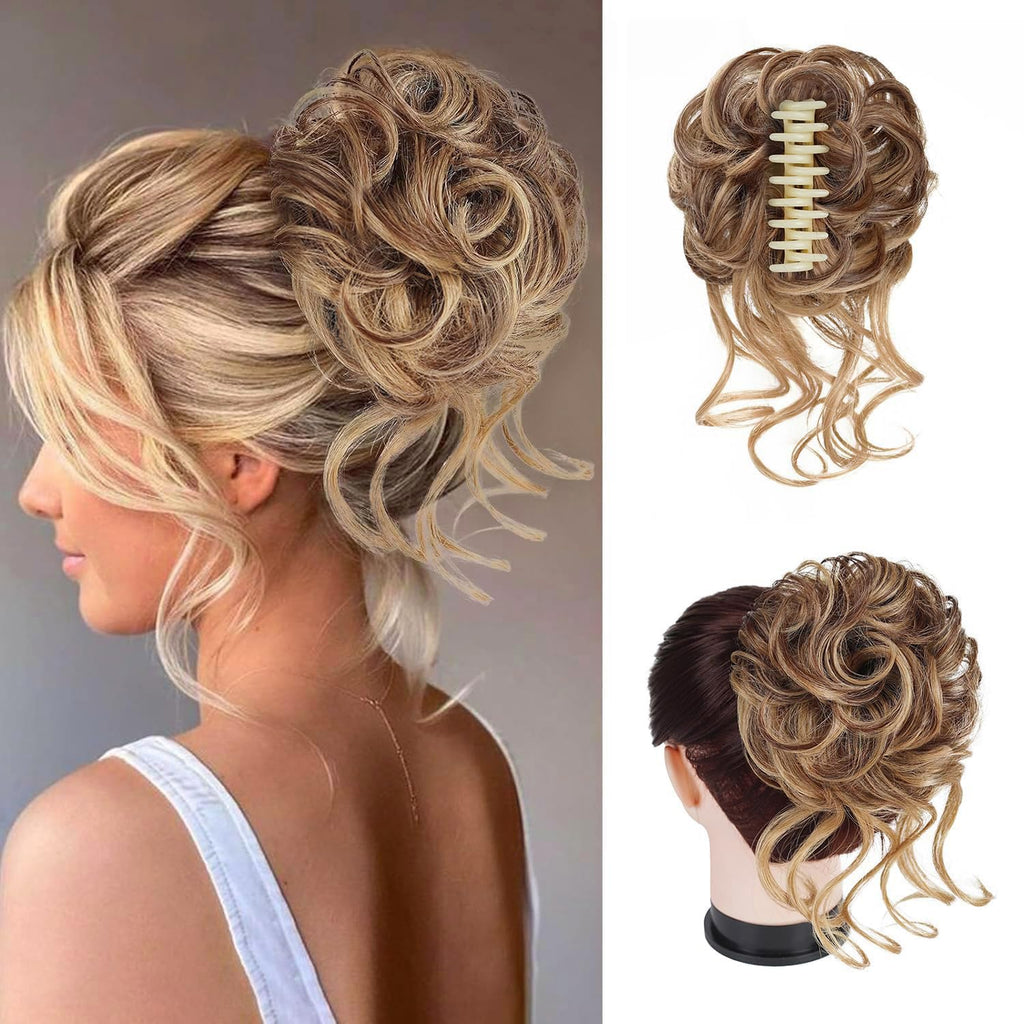 Klem met hairextension voor golvende knot