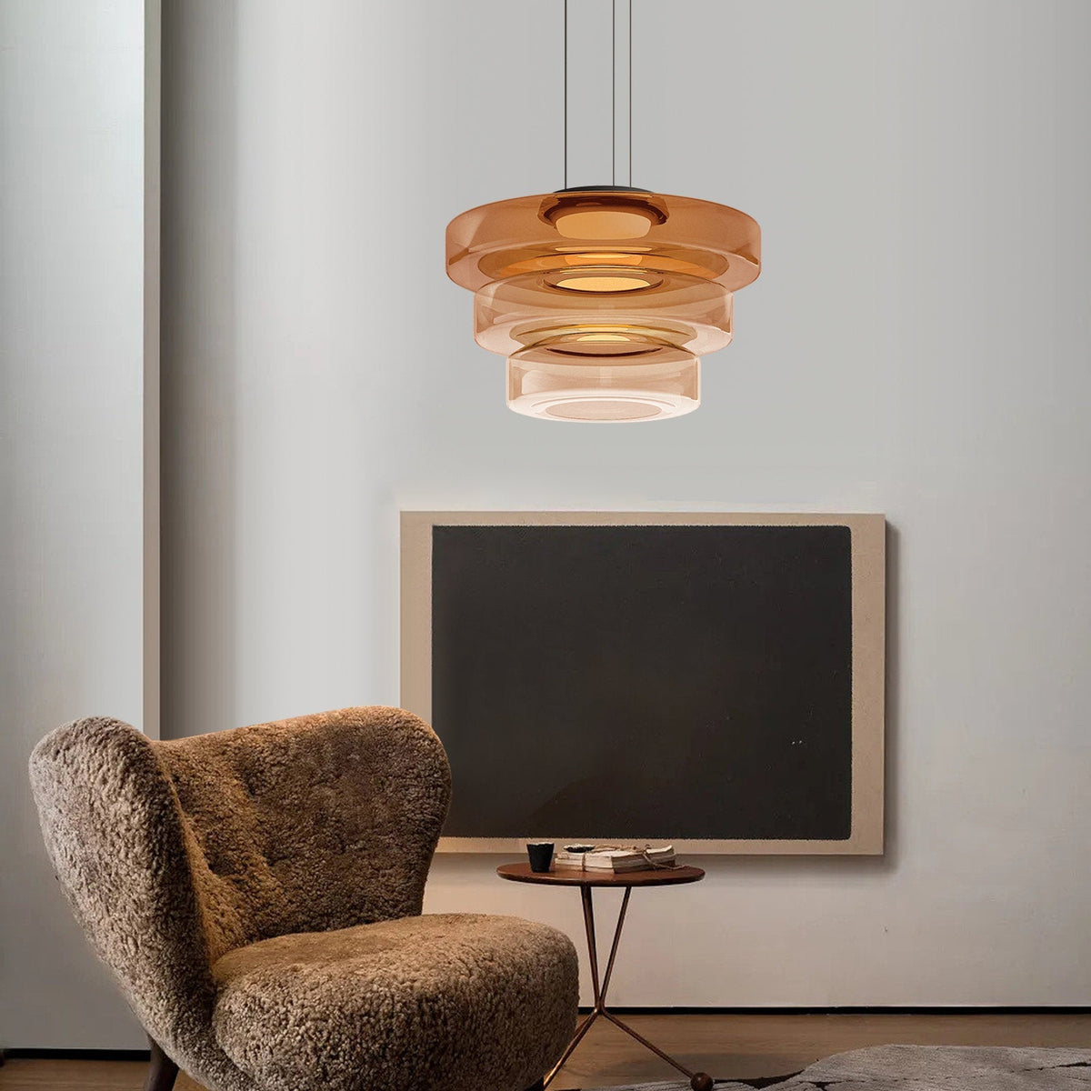 Glazen hanglamp in bauhaus stijl