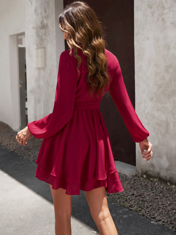 Gelaagde jurk met tailleband