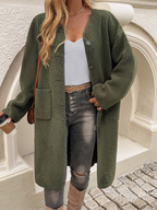 Lang fleece damesvest met knoopsluiting