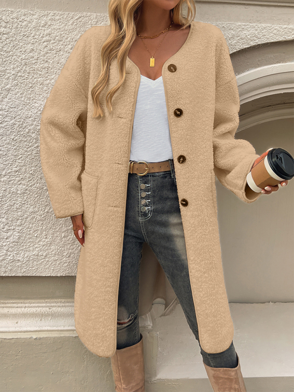 Lang fleece damesvest met knoopsluiting