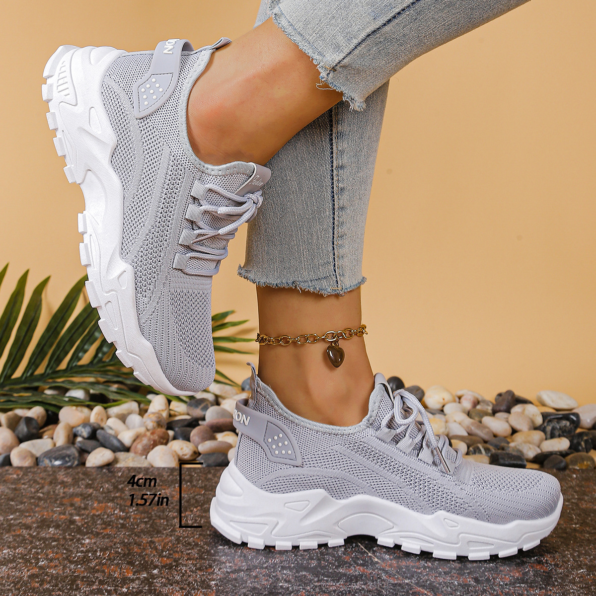 Sneakers met ademend bovenwerk en gedempte platformzool
