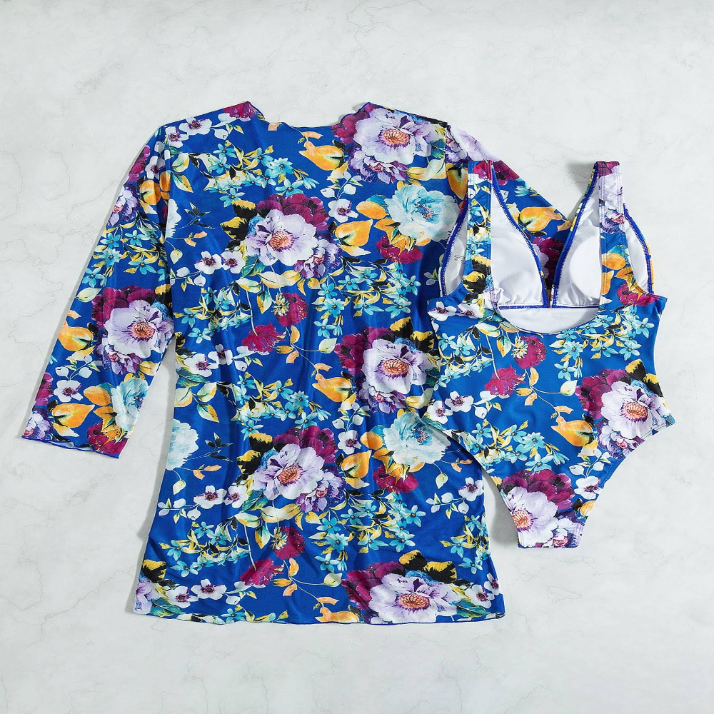 3-Delige blauwe bikini set met flatterende pasvorm