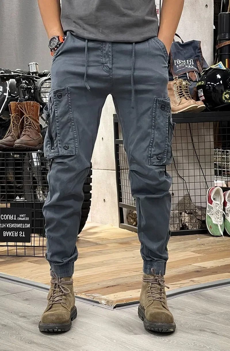 Kwame | Herencargojoggingbroek met trekkoord en kniedetails