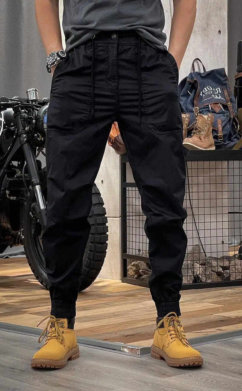 Kwame | Herencargojoggingbroek met trekkoord en kniedetails