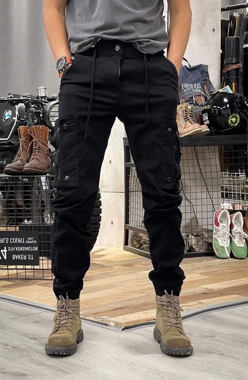 Kwame | Herencargojoggingbroek met trekkoord en kniedetails