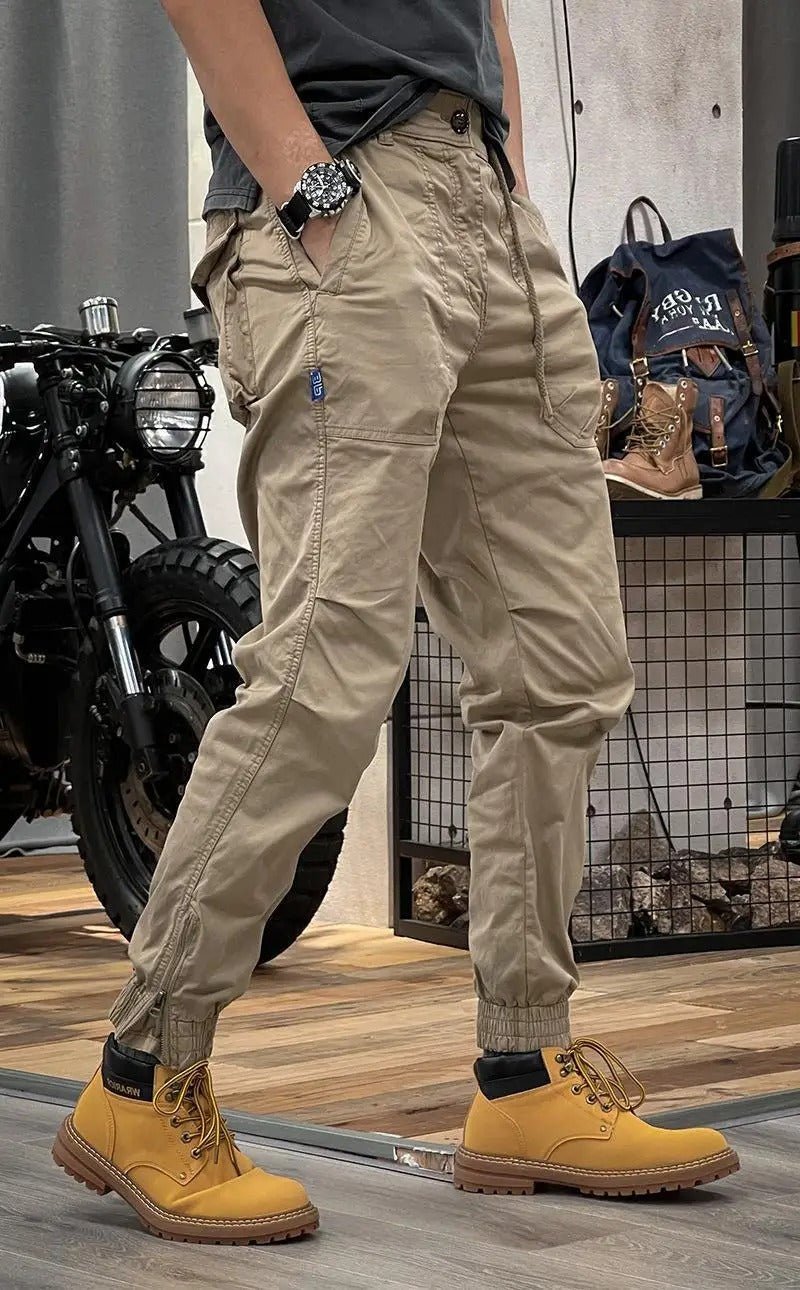 Kwame | Herencargojoggingbroek met trekkoord en kniedetails