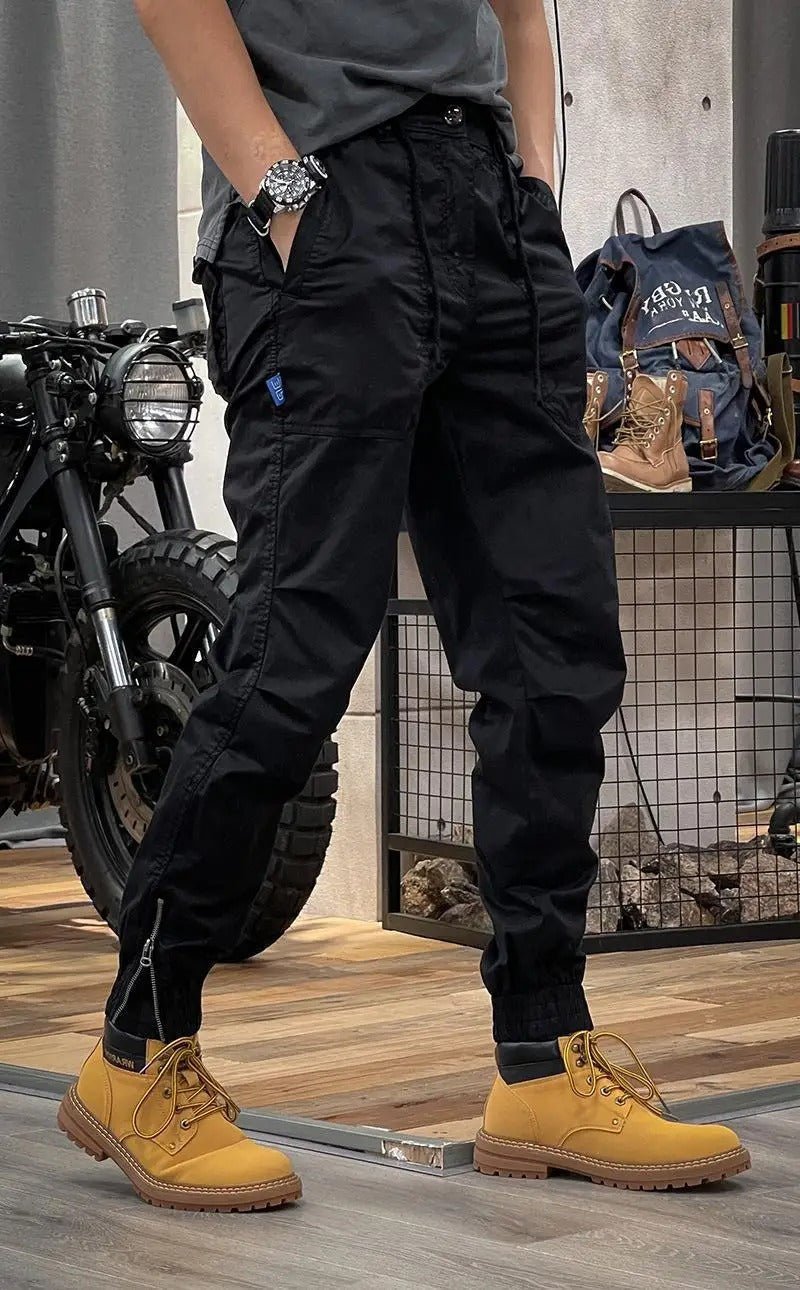 Kwame | Herencargojoggingbroek met trekkoord en kniedetails