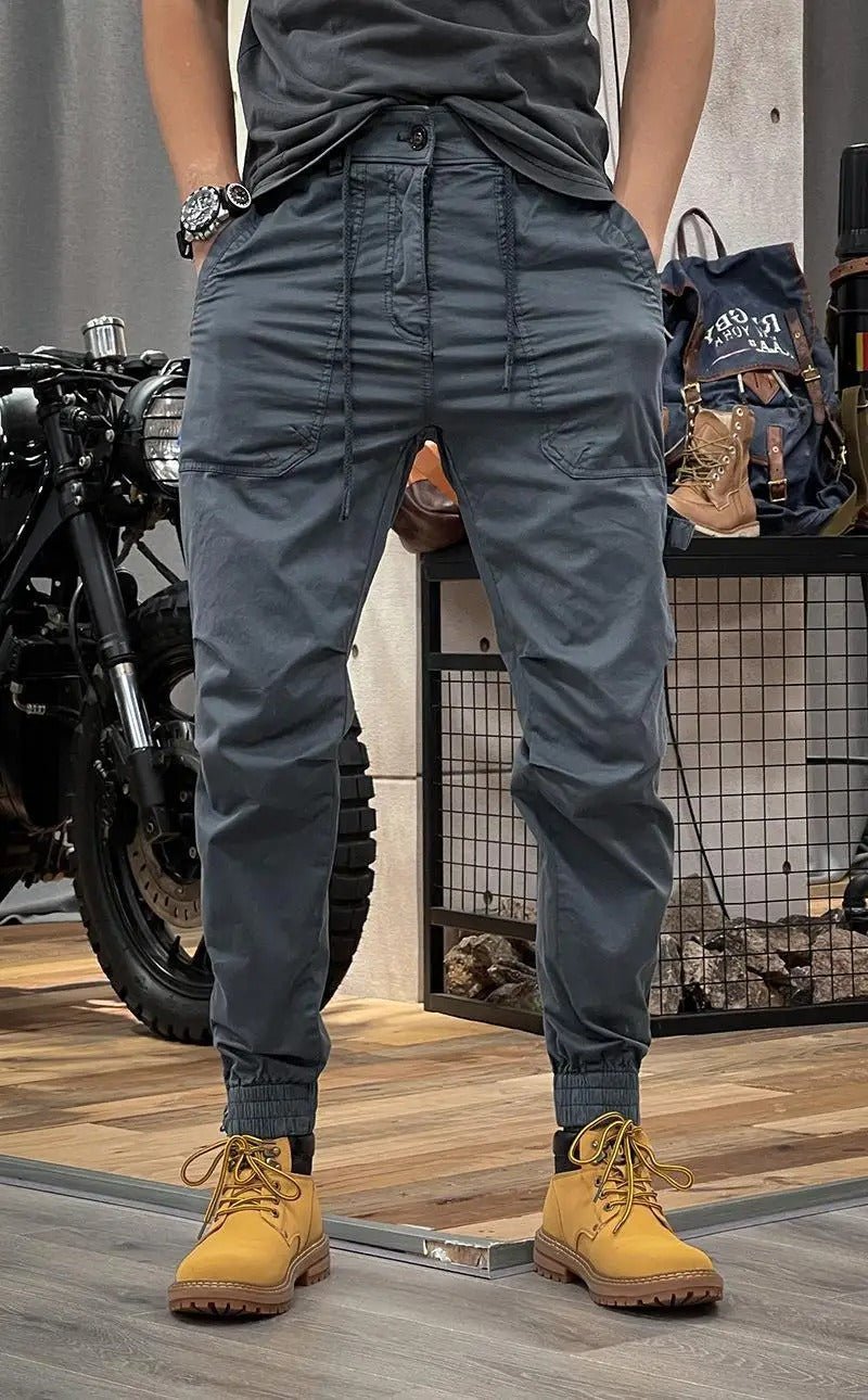 Kwame | Herencargojoggingbroek met trekkoord en kniedetails