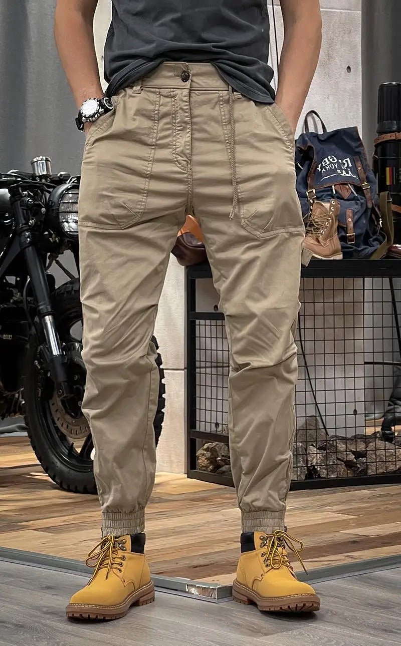Kwame | Herencargojoggingbroek met trekkoord en kniedetails