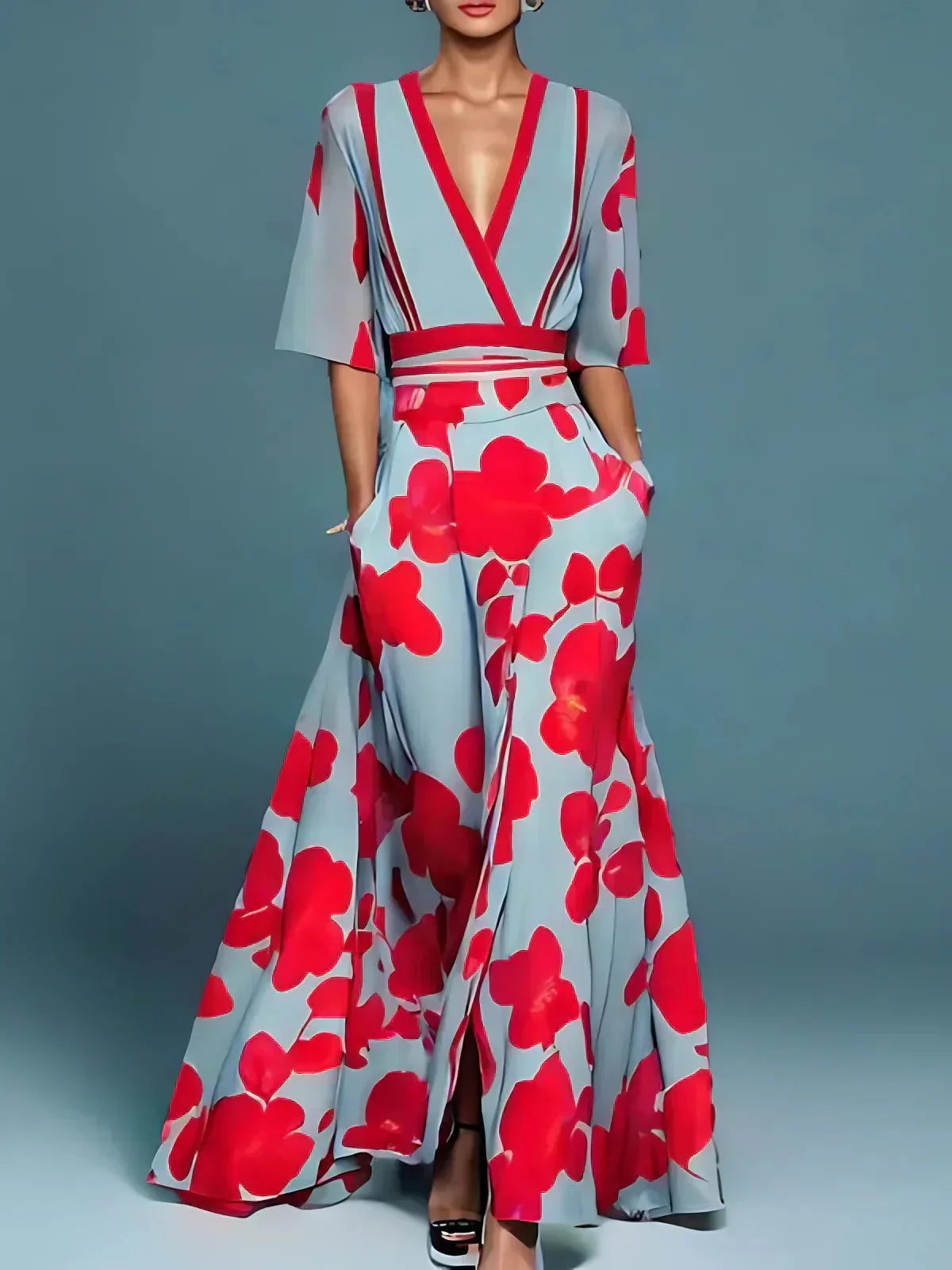 Soepelvallende maxi-jurk met bloemenpatroon