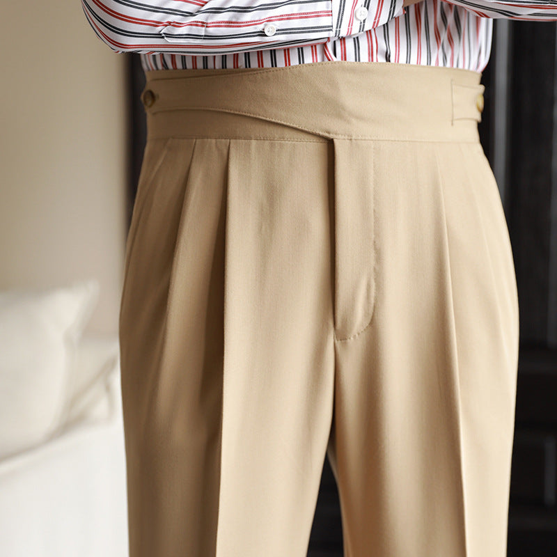 Terence | Herenplooibroek met hoge taille en omslag