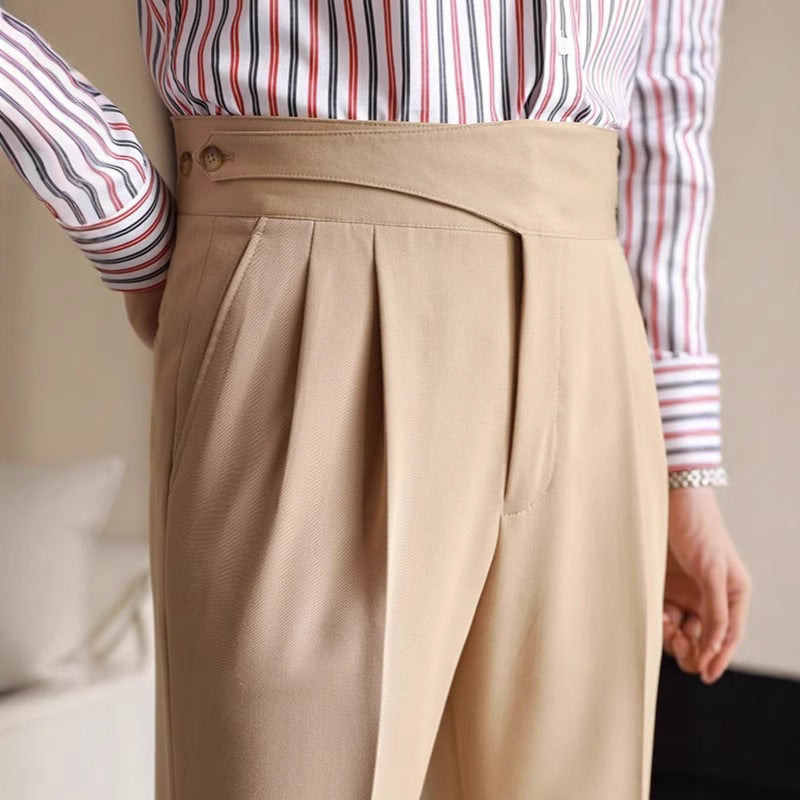 Terence | Herenplooibroek met hoge taille en omslag
