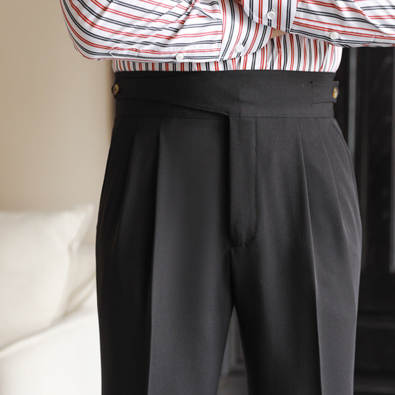 Terence | Herenplooibroek met hoge taille en omslag
