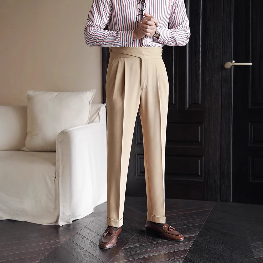 Terence | Herenplooibroek met hoge taille en omslag