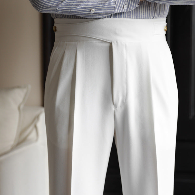 Terence | Herenplooibroek met hoge taille en omslag