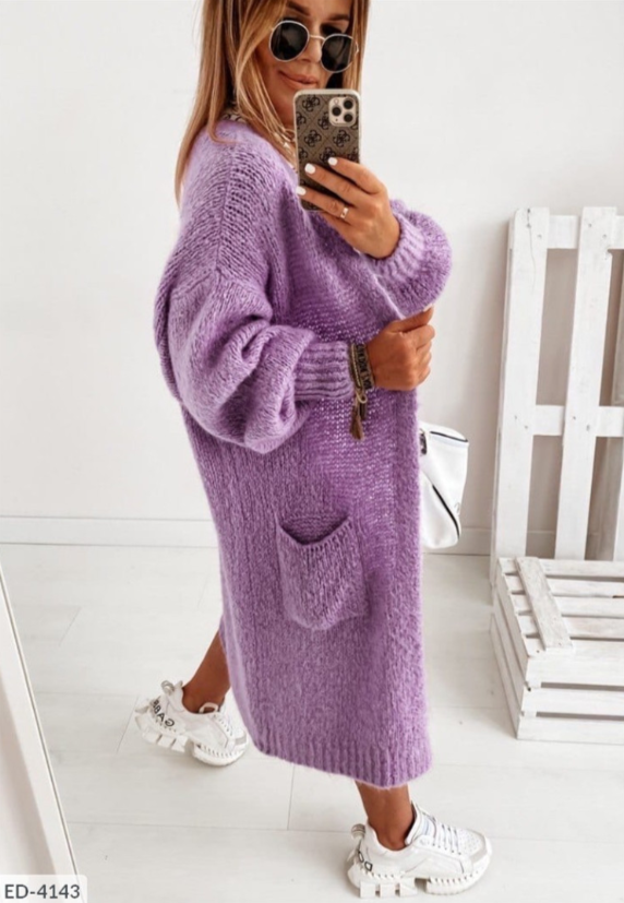 Lang gebreid vest met zakken – Noor