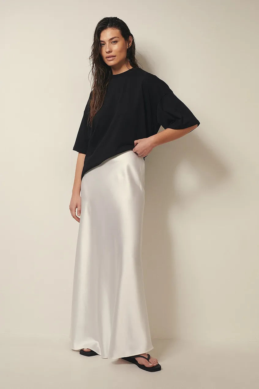 Hoge taille satijnen rok