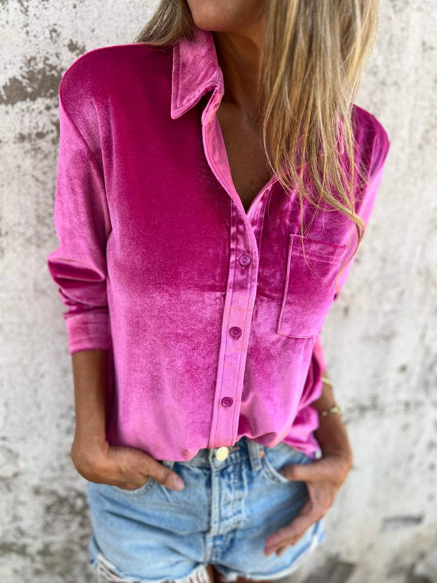 Fluwelen blouse met lange mouwen
