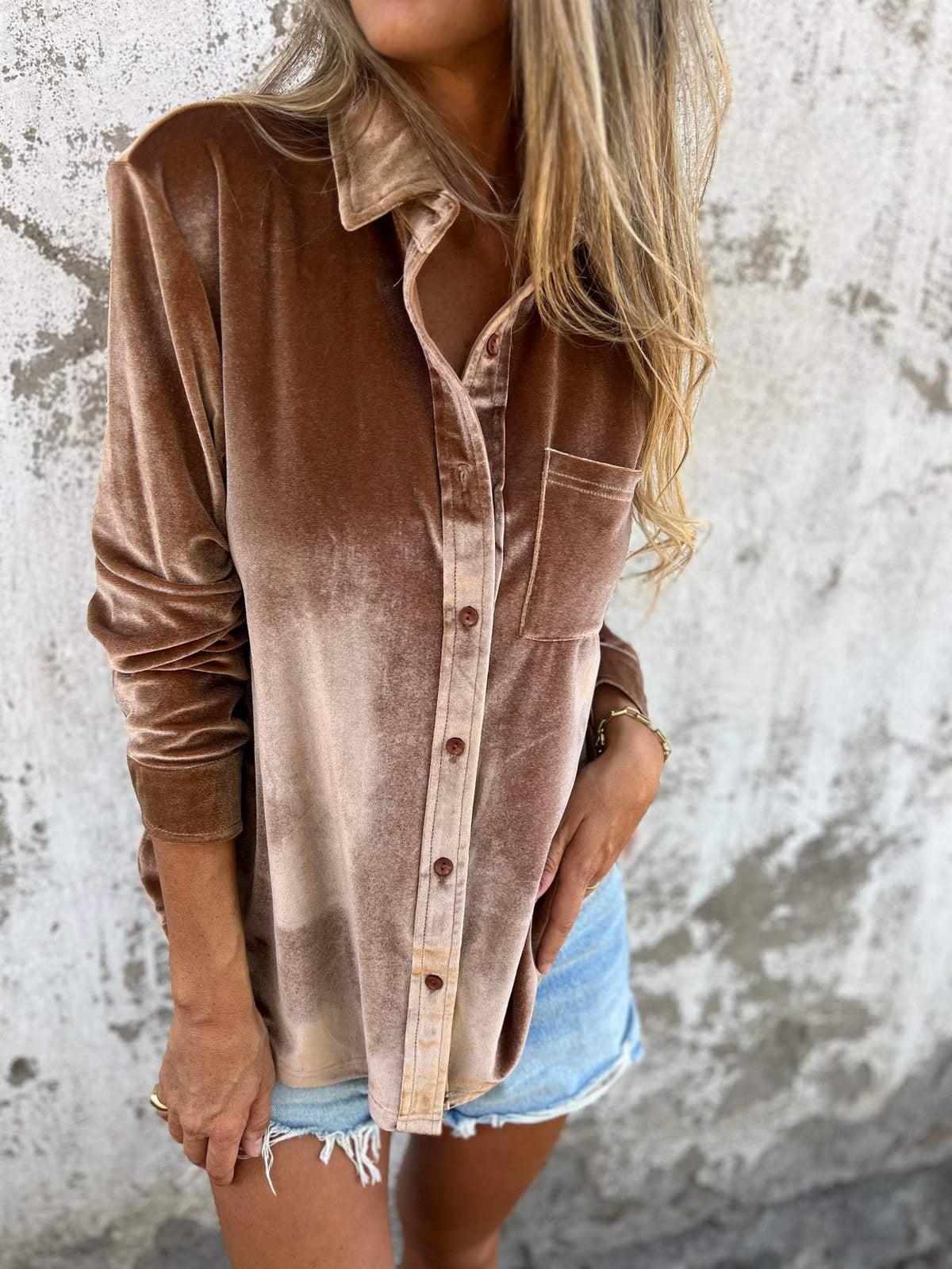 Fluwelen blouse met lange mouwen