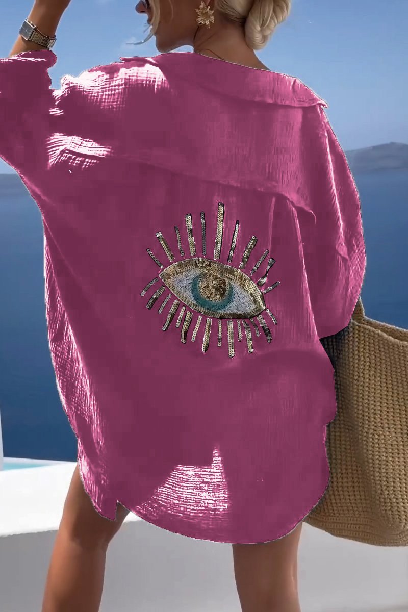 Zomerse dames tuniek met versierde achterzijde