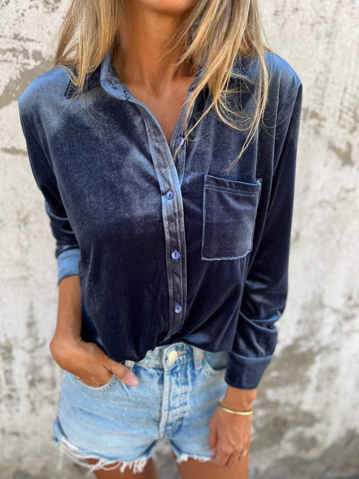 Fluwelen blouse met lange mouwen
