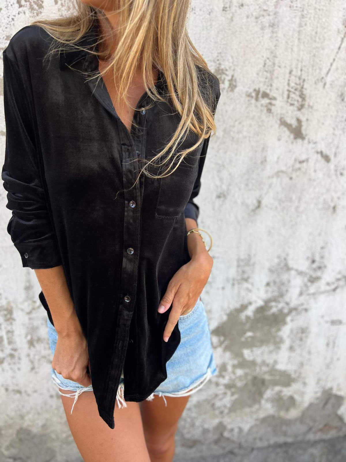 Fluwelen blouse met lange mouwen