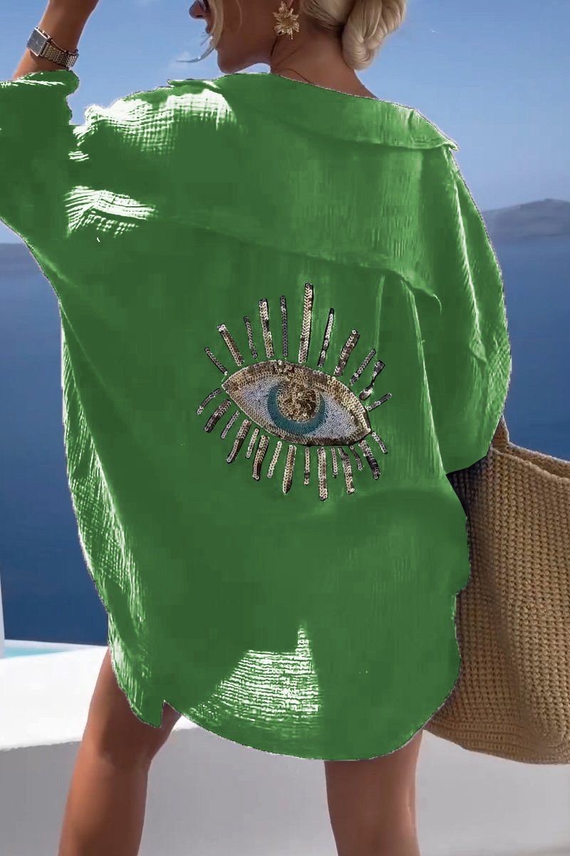 Zomerse dames tuniek met versierde achterzijde