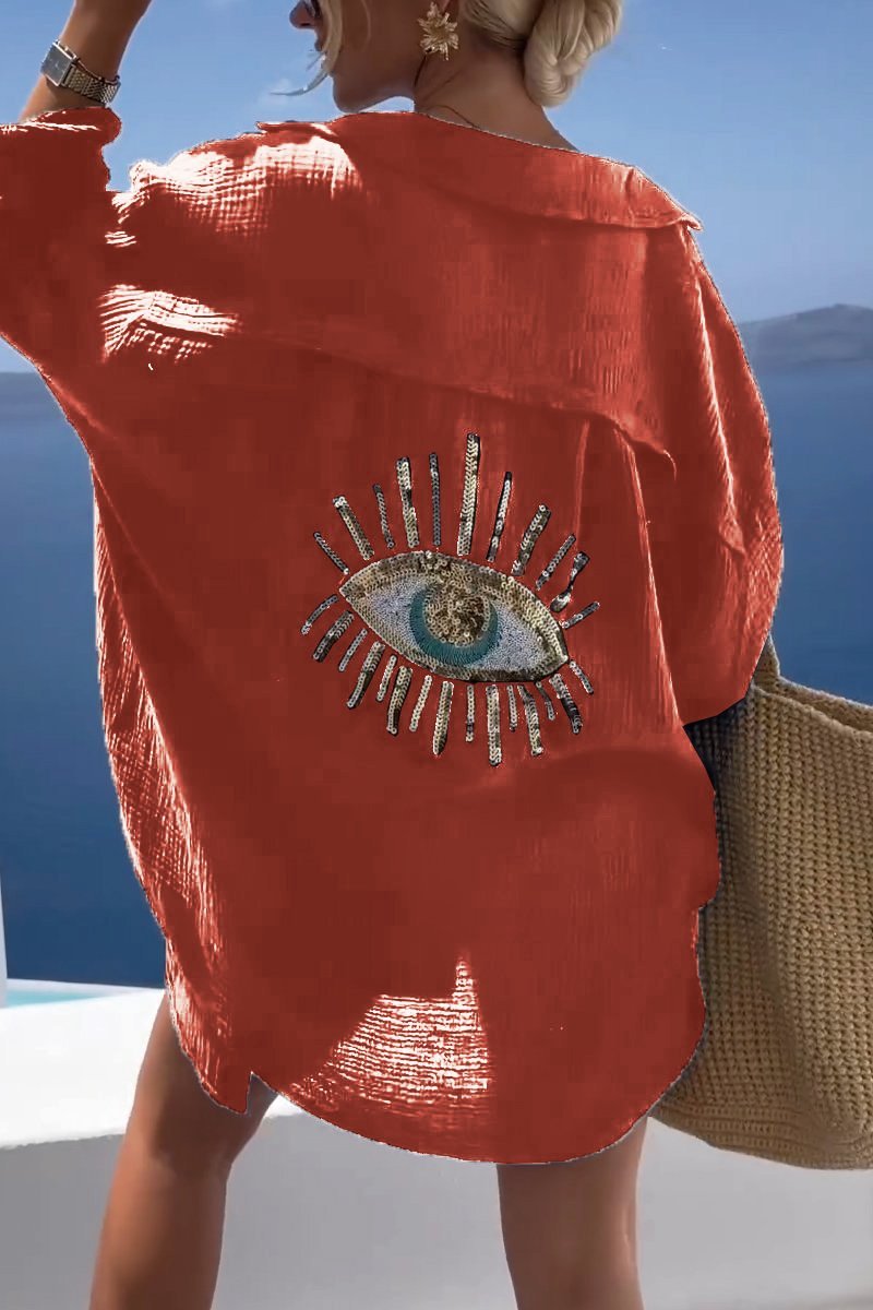 Zomerse dames tuniek met versierde achterzijde