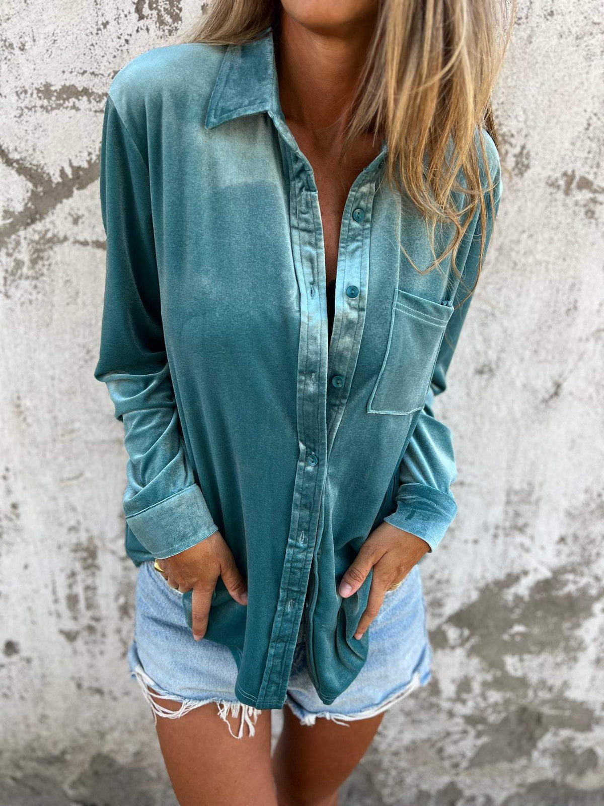 Fluwelen blouse met lange mouwen