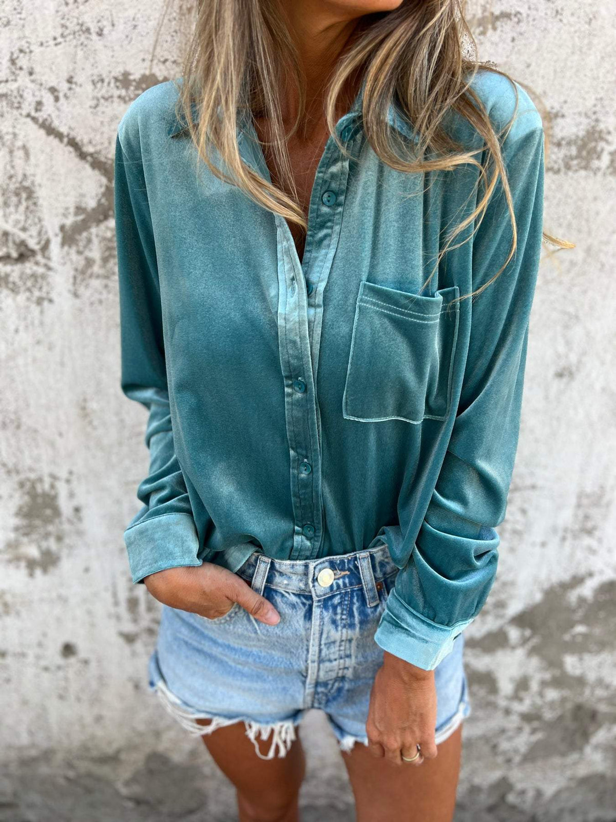 Fluwelen blouse met lange mouwen
