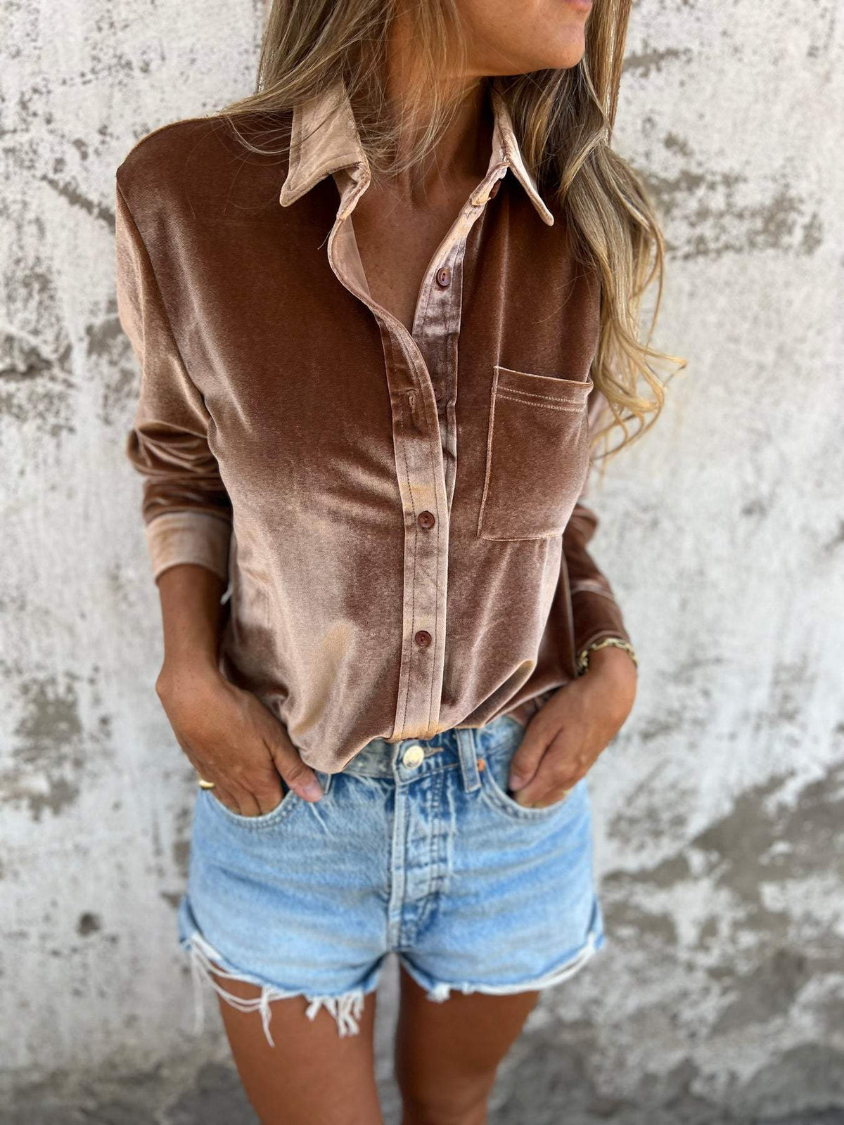 Fluwelen blouse met lange mouwen