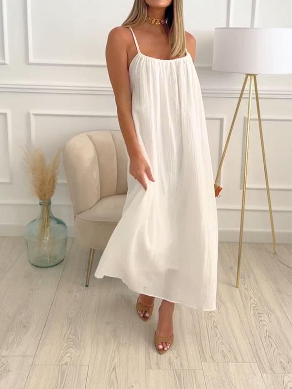 Maxi jurk van katoen en linnen met ronde hals — afbeelding 23