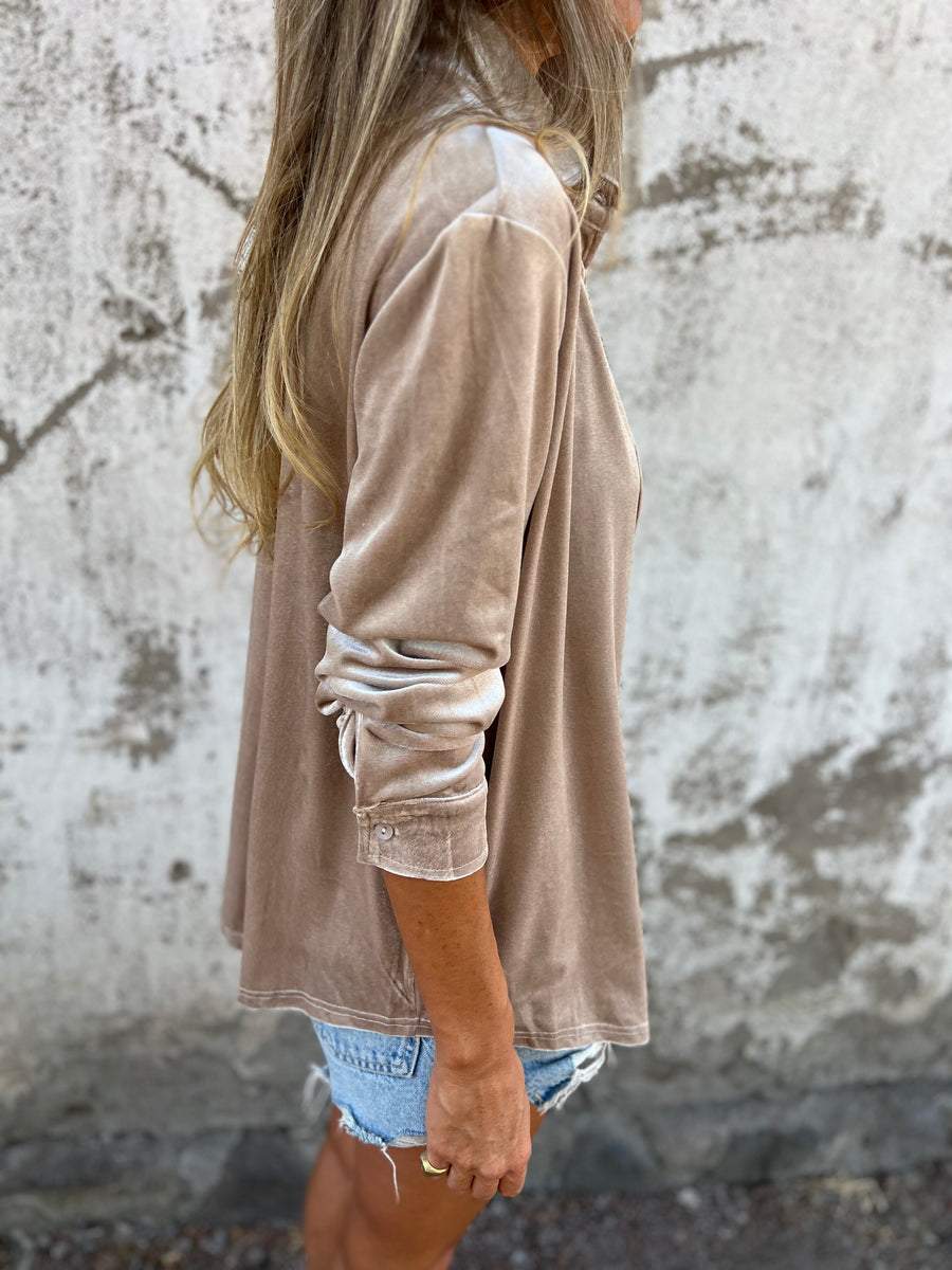 Fluwelen blouse met lange mouwen