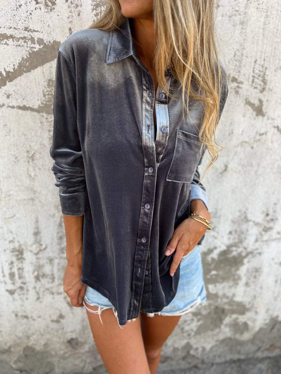 Fluwelen blouse met lange mouwen