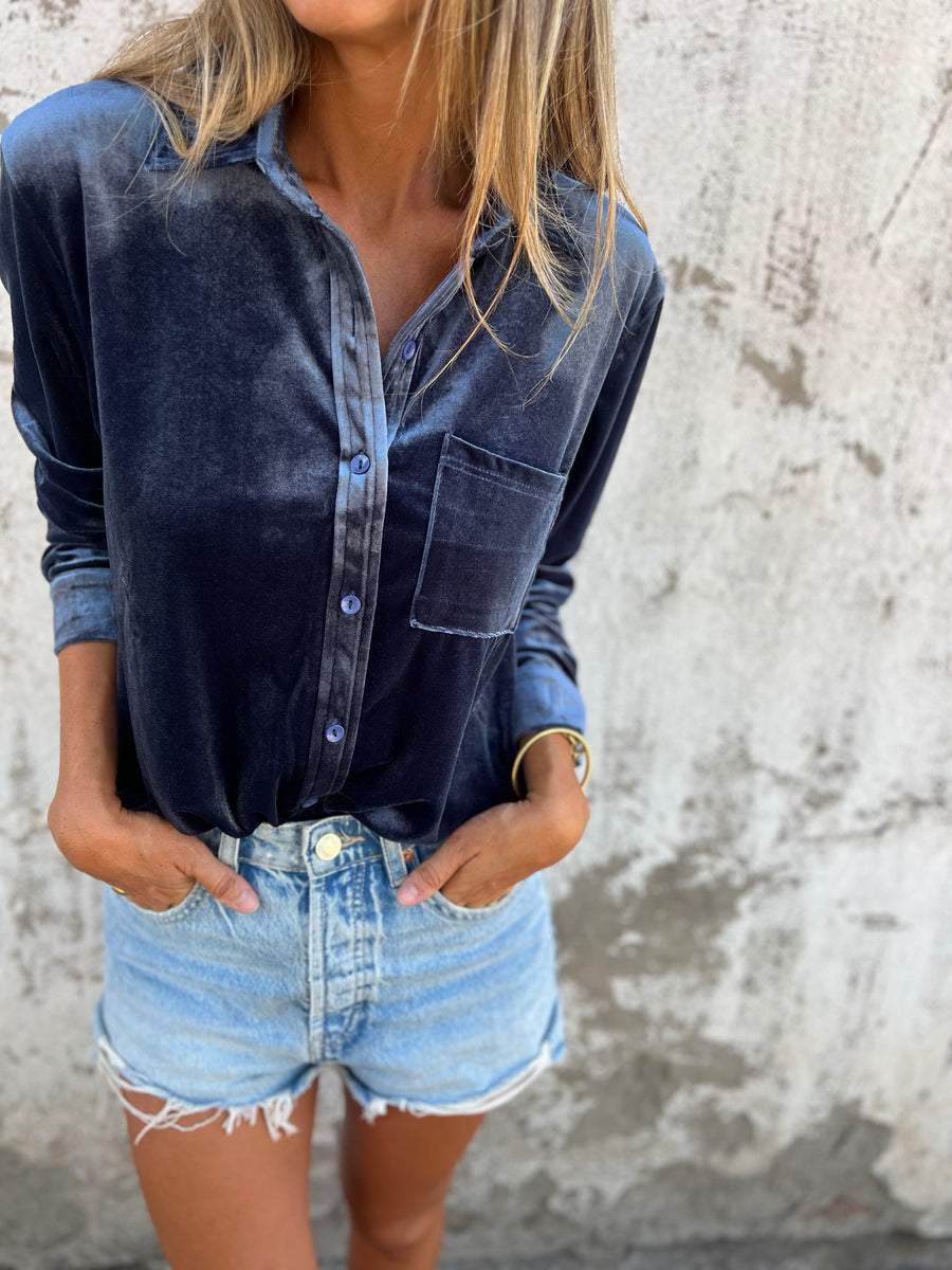 Fluwelen blouse met lange mouwen