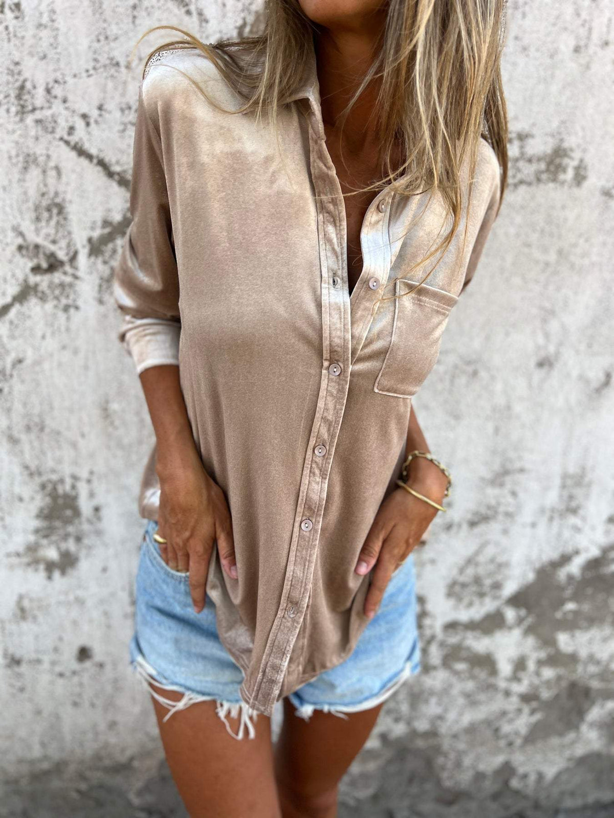 Fluwelen blouse met lange mouwen