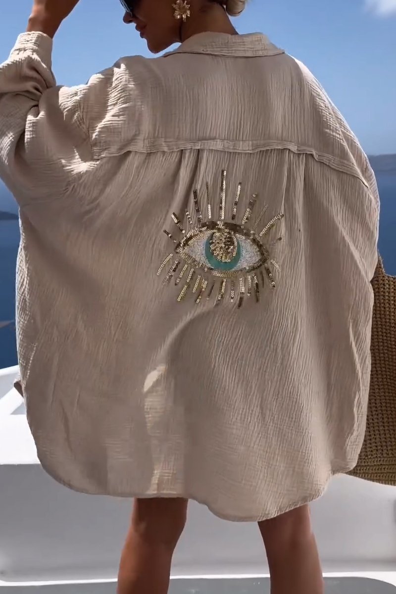 Zomerse dames tuniek met versierde achterzijde