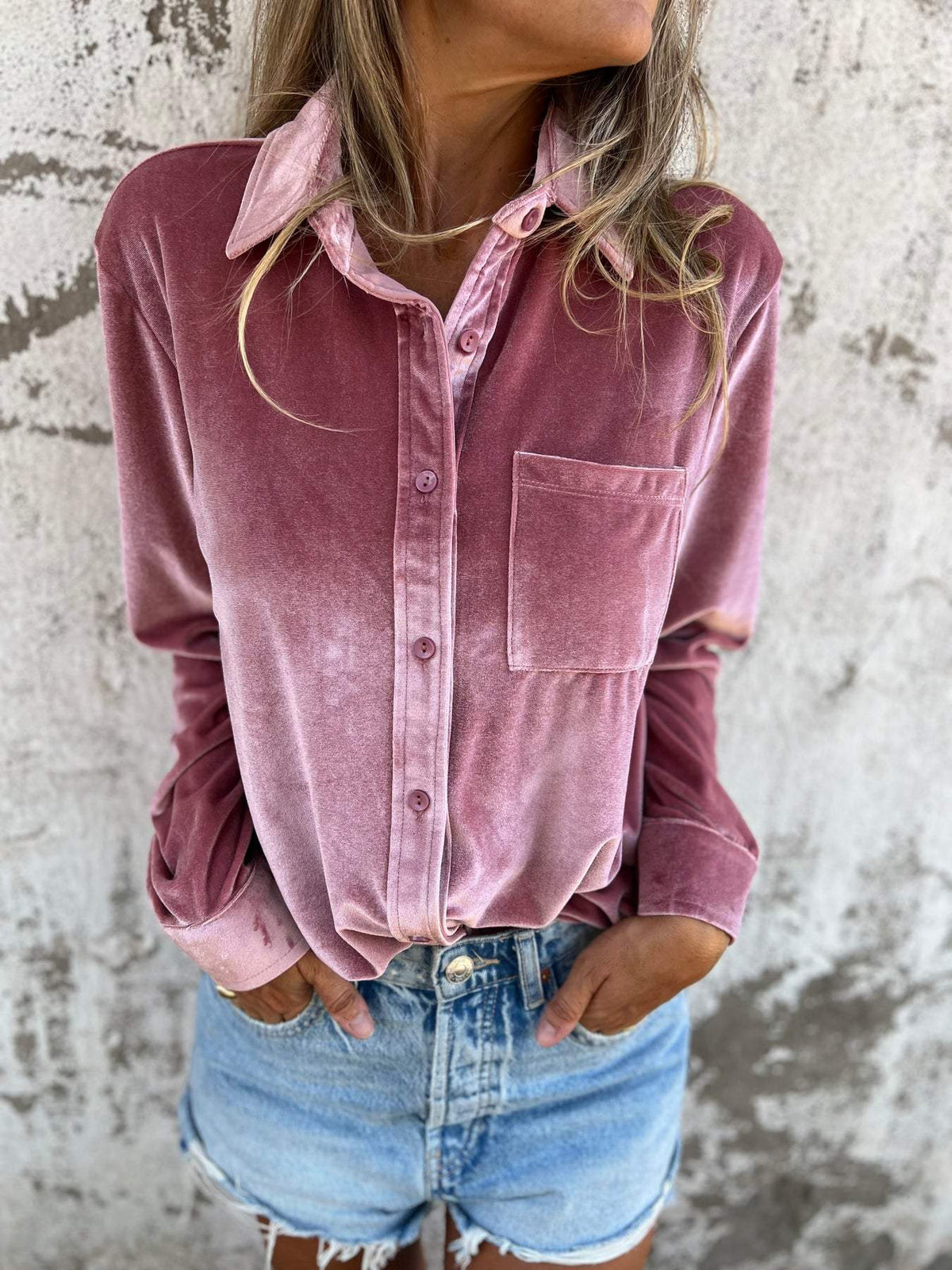 Fluwelen blouse met lange mouwen