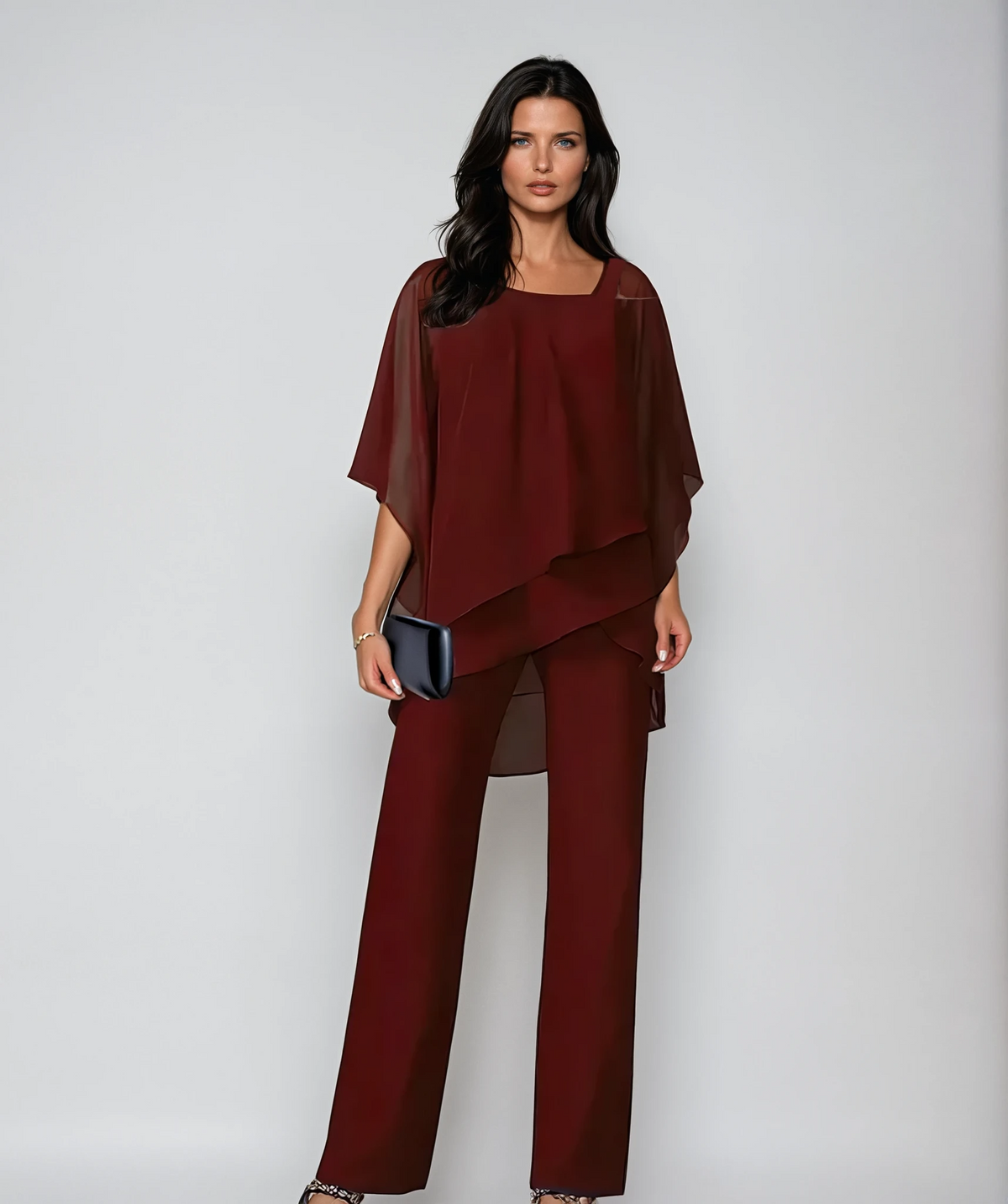 Bridget | Tweedelige damesset met gelaagde top en wijde broek