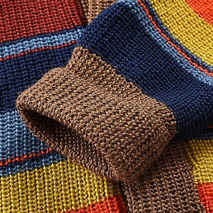 Gebreide heren cardigan met kleurblok en geometrisch patroon