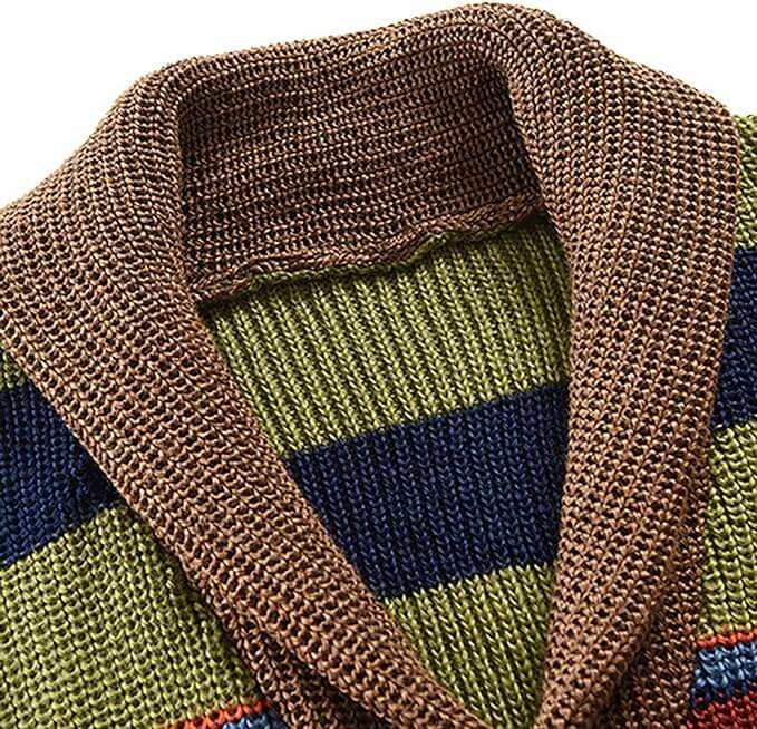 Gebreide heren cardigan met kleurblok en geometrisch patroon