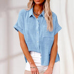 Lichtgewicht damesblouse met korte mouwen