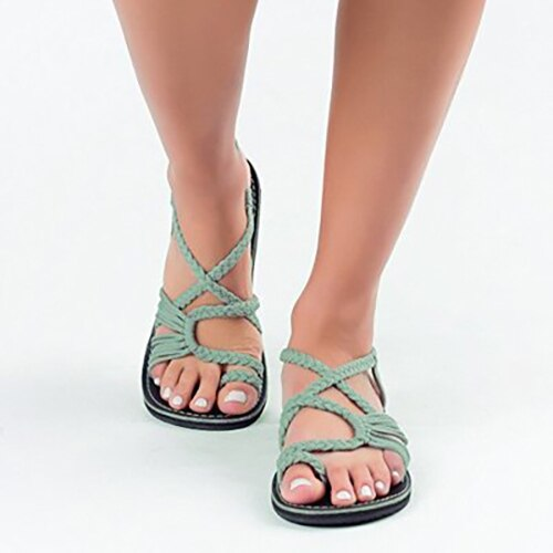 Palm leaf platte sandalen