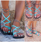 Palm leaf platte sandalen